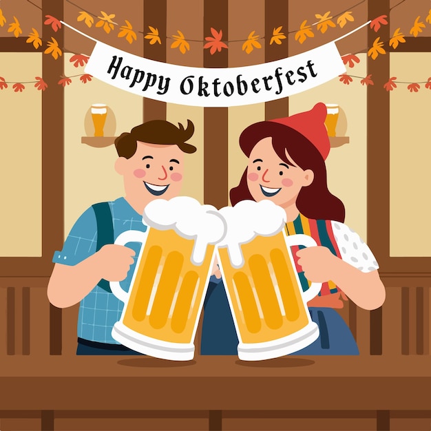 Happy Oktoberfest è un progetto di illustrazione vettoriale del festival