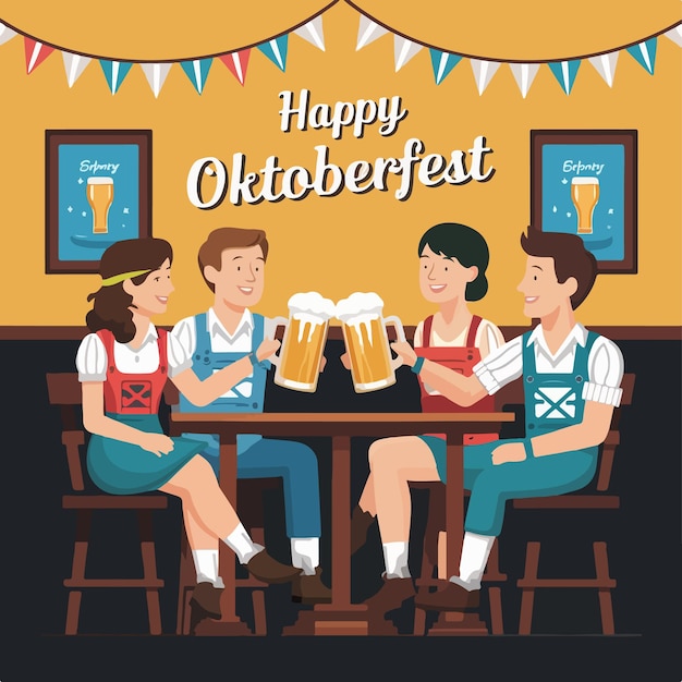 Happy Oktoberfest è un progetto di illustrazione vettoriale del festival