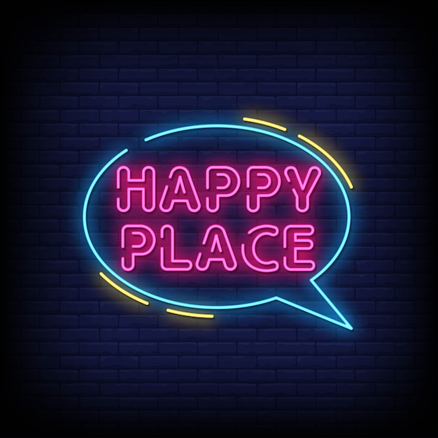 Happy Place Insegne al neon in stile testo