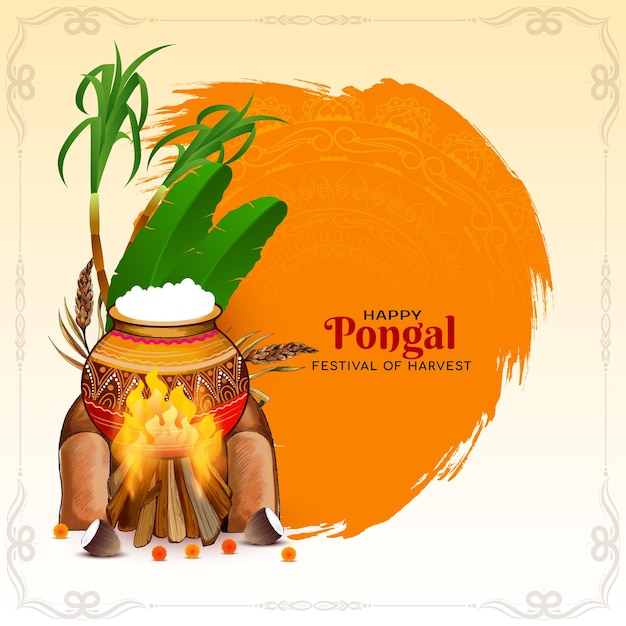 Happy Pongal tradizionale festival del raccolto indiano background design