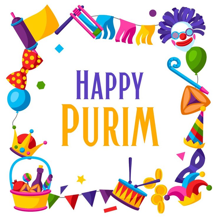 Vettore happy purim celebration banner design modello di post sui social media