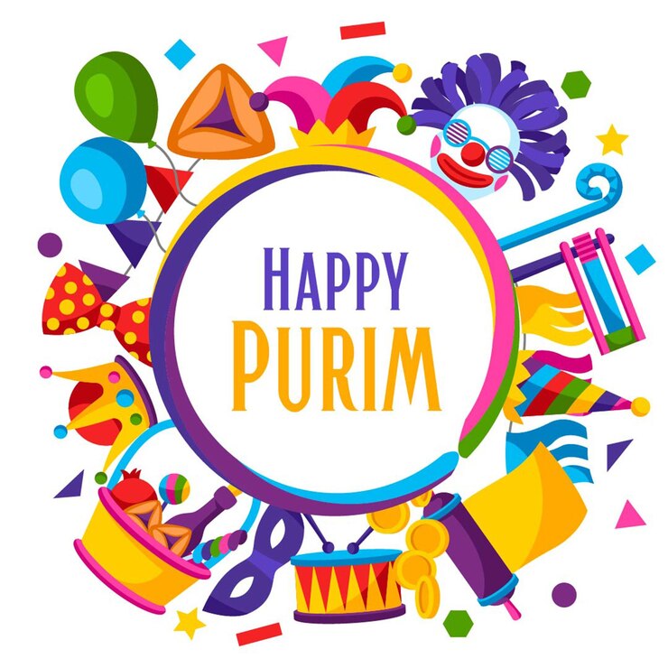 Vettore happy purim celebration banner design modello di post sui social media