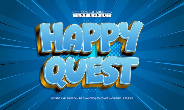happy quest effetto di testo modificabile con uno stile di testo di gioco e gioco