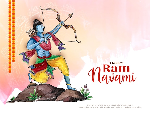 Happy Ram navami festival celebrazione sfondo religioso design