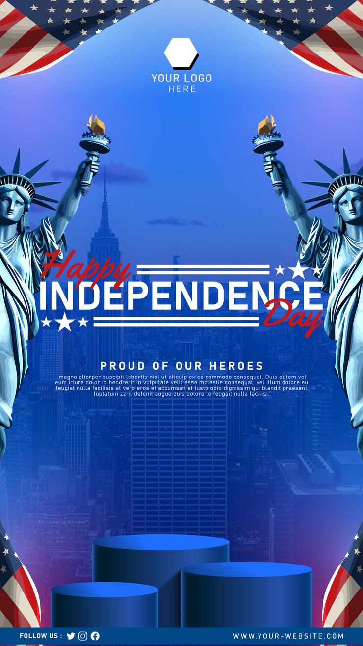 Happy Usa Independence Day Banner e modello di post sui social media