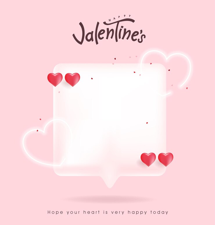 Vettore happy valentines day chat bolle banner di citazione sui social media con decorazione a forma di cuore