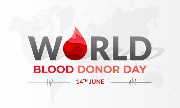 Happy World Blood Day 14 giugno Banner Design Illustrazione del giorno del donatore di sangue su sfondo isolato