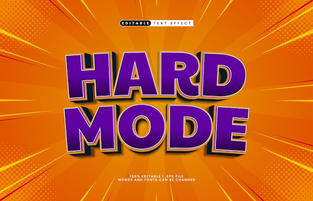 hard mode effetto di testo modificabile con uno stile di testo di gioco e gioco