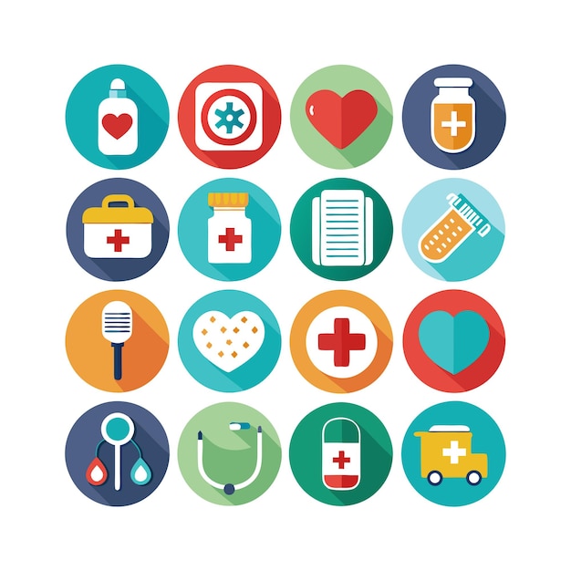 Healthcare Icon Set Vector Illustration per documenti, siti web e applicazioni mobili