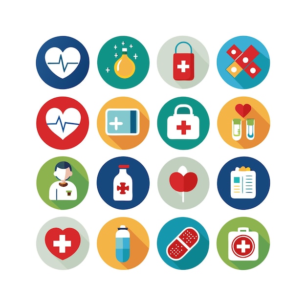 Healthcare Icon Set Vector Illustration per documenti, siti web e applicazioni mobili