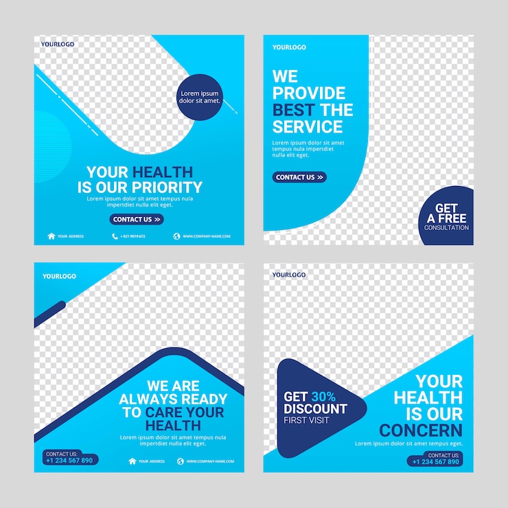 Vettore healthcare post modello di social media
