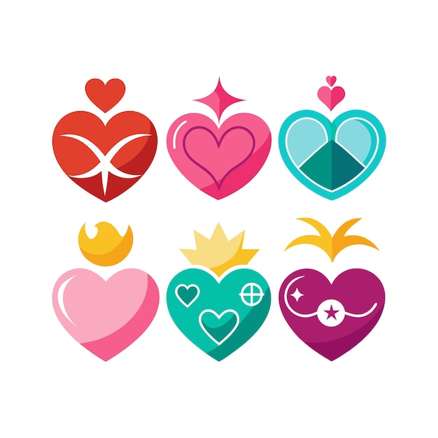 Heart Shape Icon Set Collection Concetto di illustrazione vettoriale