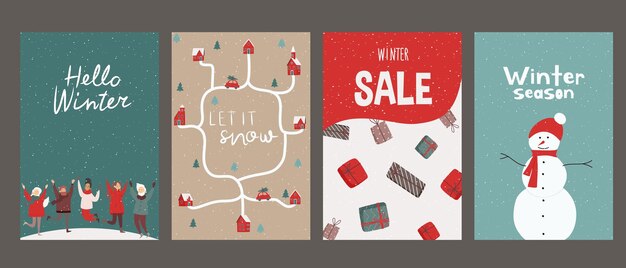 Hello immagini invernali carte di Capodanno Una serie di cartoline su temi di Natale e Capodanno