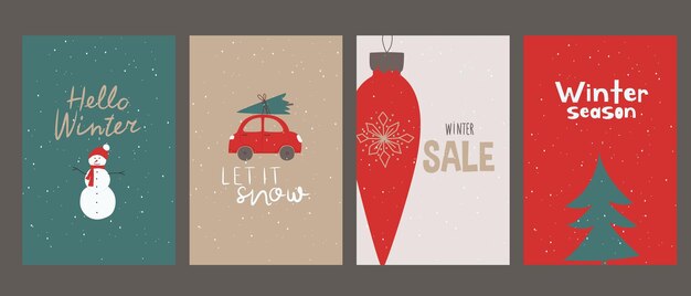 Hello immagini invernali carte di Capodanno Una serie di cartoline su temi di Natale e Capodanno