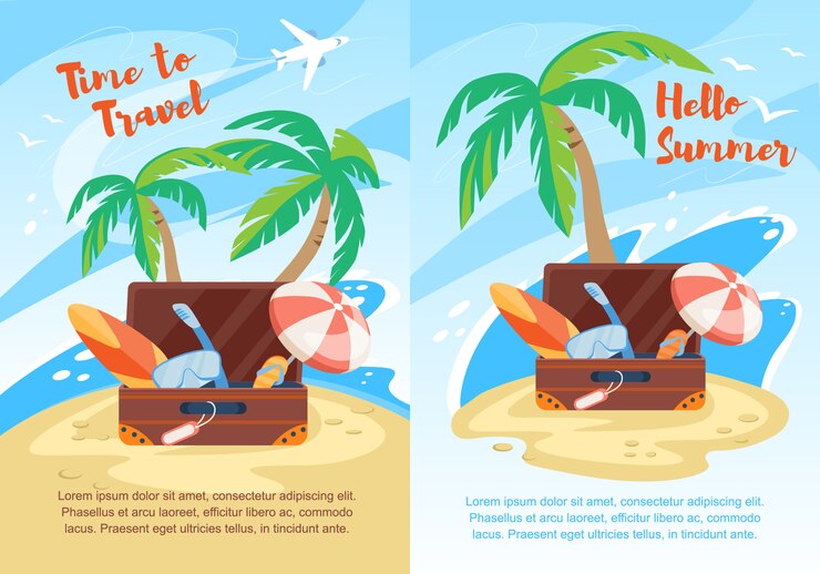 Hello Summer, Time to Travel Set di volantini verticali
