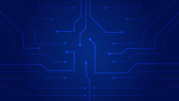 Hi tech circuito digitale AI pad e linee elettriche collegate su sfondo di illuminazione blu