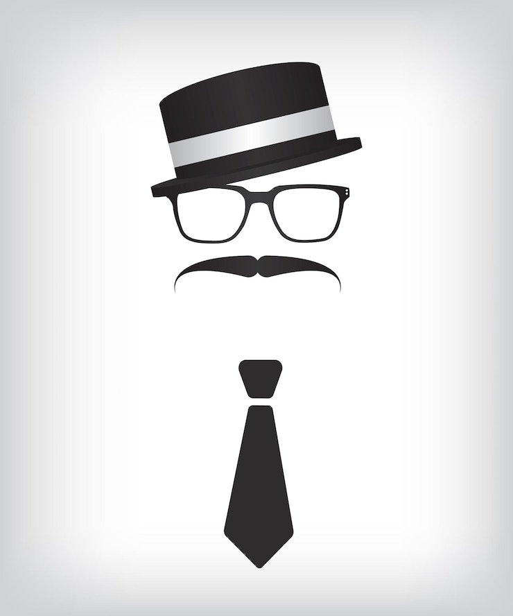 Vettore hipster con cravatta e occhiali
