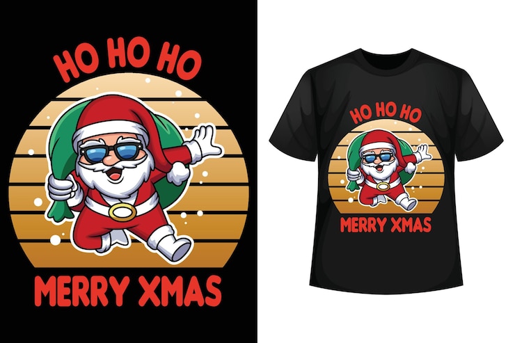 Vettore ho ho ho merry xmas modello di disegno della maglietta di natale