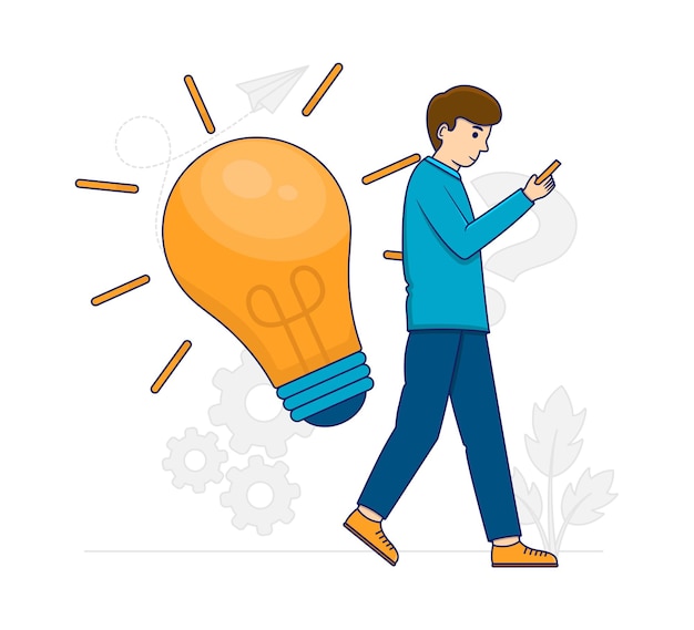 Ho un concetto di idea Concetto di un uomo che ottiene idee per i media