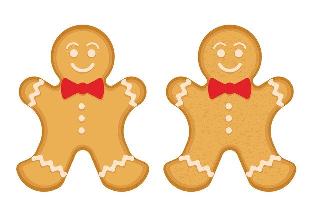 Holiday gingerbread man cookie icon Felice anno nuovo decorazione Buon Natale vacanza Biscotto vacanza a forma di uomo Illustrazione vettoriale