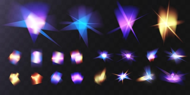 Hologramma bokeh lucido di cristallo chiaro Set di effetti di colore trasparente