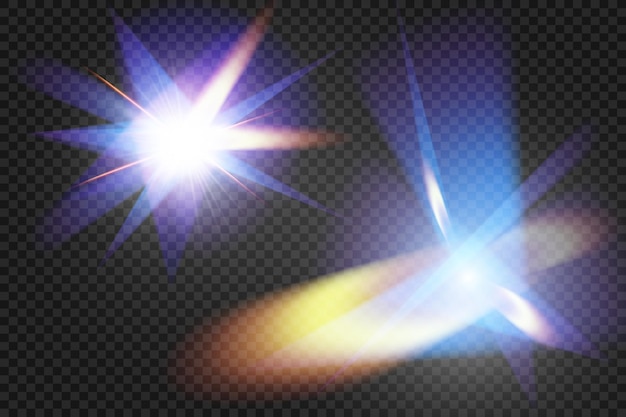 Hologramma bokeh lucido di cristallo di stella leggero Set di effetti di colore trasparenti