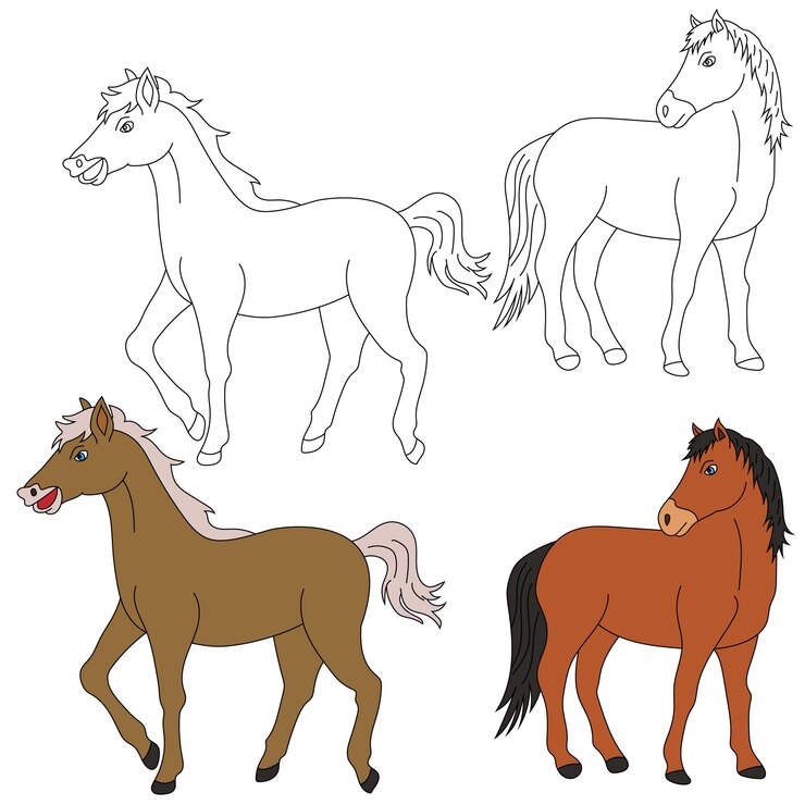 Horse Clipart Set Wild Animals collezione di clip per gli amanti della giungla e della fauna selvatica