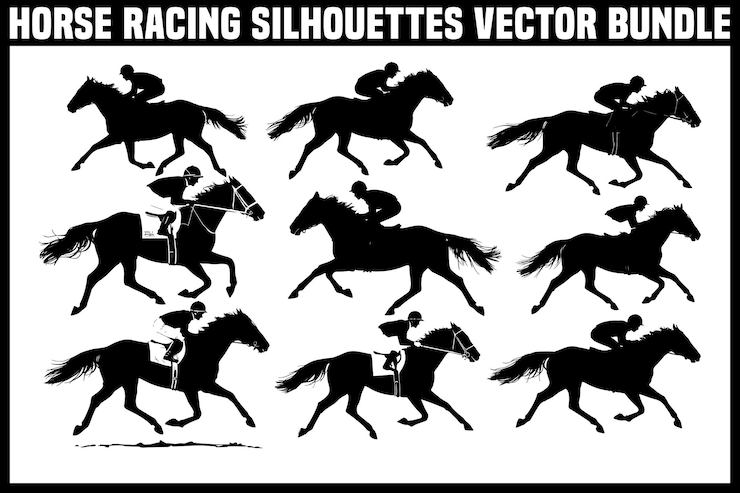 Vettore horse racing silhouette bundle