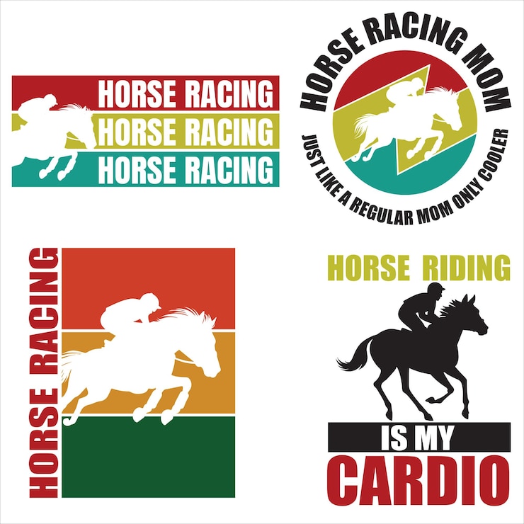 Vettore horse racing themed designs horse racing tshirt bundle jockey llustration
