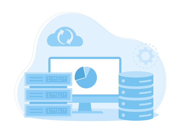 hosting backup e gestione concetto di big data illustrazione piatta