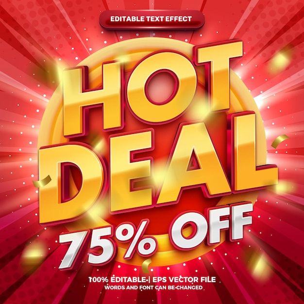 Hot Deal Promo audace effetto testo modificabile 3d