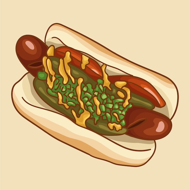 Hot dog in stile Chicago