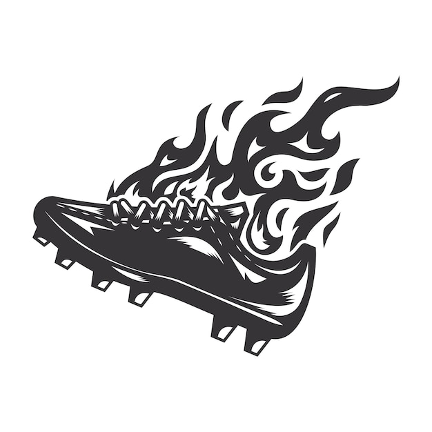 Hot stud soccer shoe fire logo silhouettesoccer club graphic design loghi o icone illustrazione vettoriale