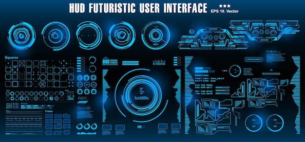 HUD futuristica interfaccia utente blu target Dashboard display schermo della tecnologia di realtà virtuale