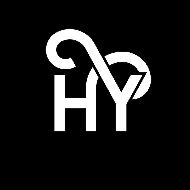 Vettore hy letter logo design on black background hy creative initials letter logo concept hy letter design hy white letter design on black backdrop h y h y logo