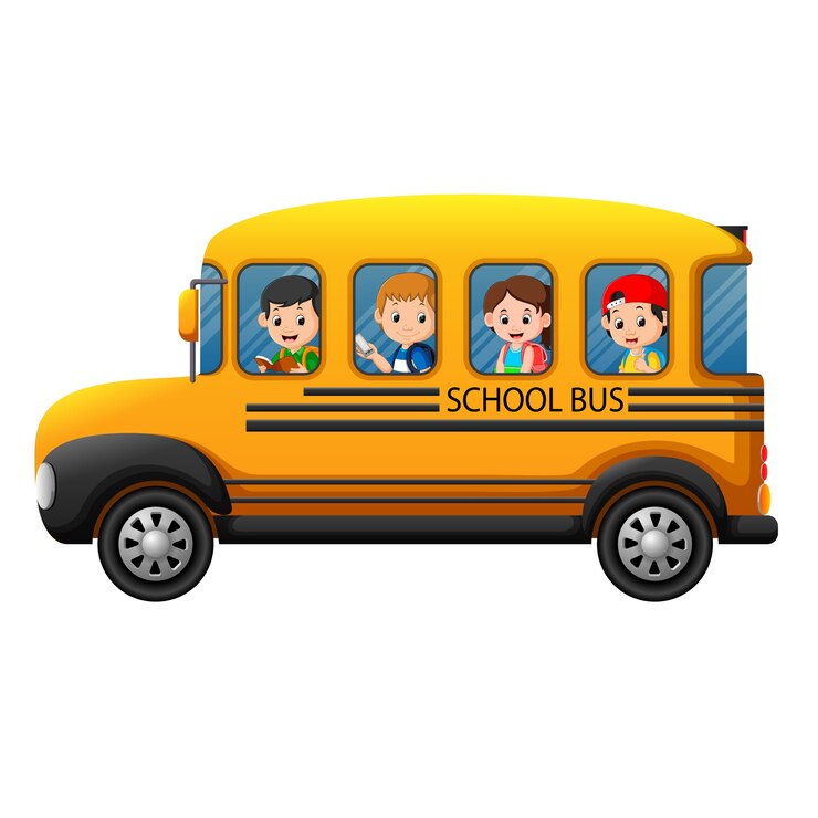 Vettore i bambini di uno scuolabus