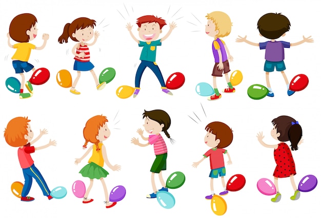 I bambini giocano a Balloon Stomp Game