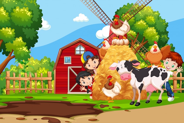 I bambini nella fattoria