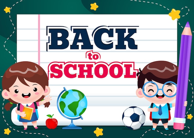 I bambini tornano a scuola sullo sfondo della bandiera