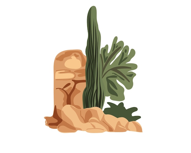 I cactus che crescono su un pendio di pietre illustrazione vettoriale