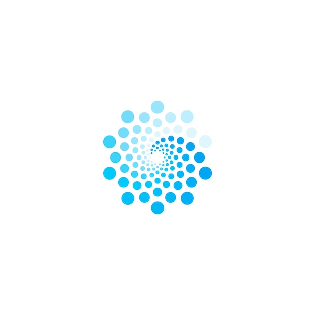 I cerchi della tecnologia della rivoluzione digitale del logo di colore blu dell'onda del mare firmano il processo di download del logotipo rotondo