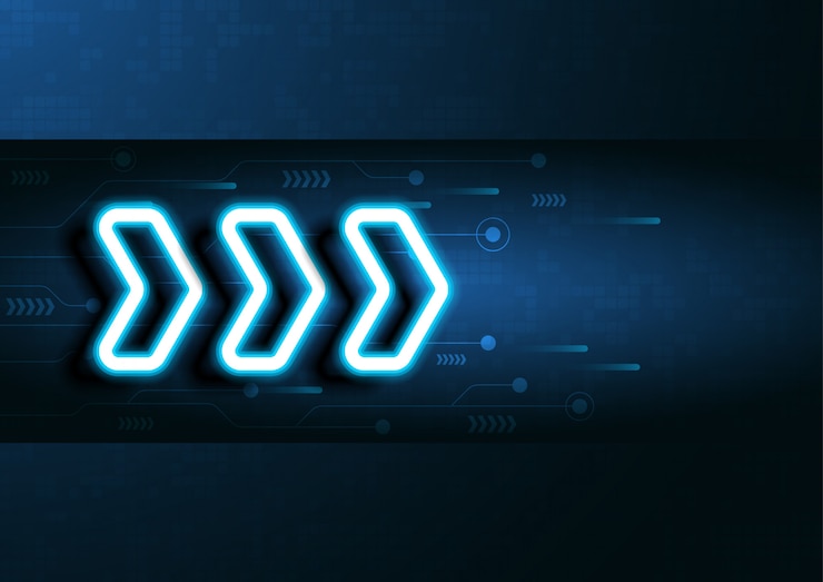 Vettore i dati al neon della velocità e della tecnologia della freccia caricano l'estratto con progettazione variopinta di vettore del fondo
