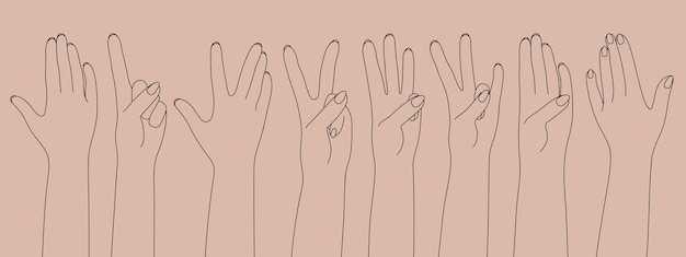 I gesti delle mani delineano le sagome Varie icone delle mani con conteggio delle dita Conteggio piegando le dita