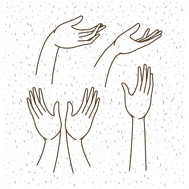Vettore i gesti delle mani hanno fissato il disegno