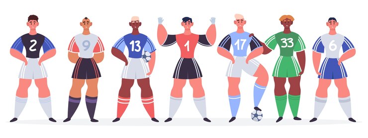 Vettore i giocatori di football stanno nell'illustrazione di fila