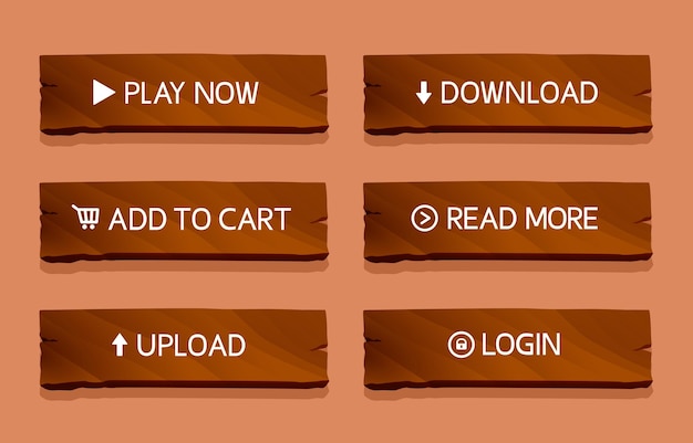 I pulsanti in legno per il sito web Un grande set di pulsanti per il web design Set vettoriale