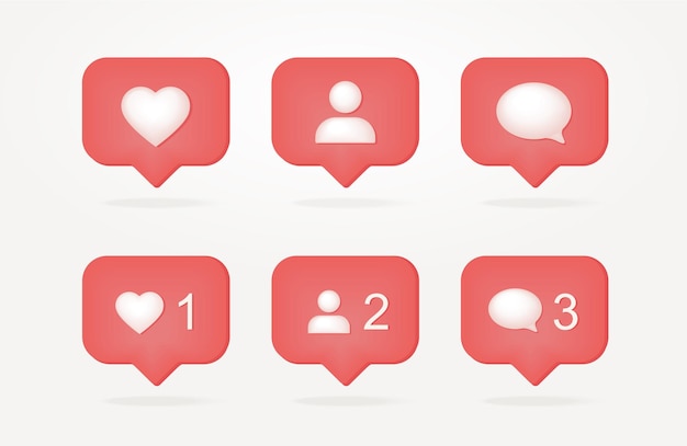 I social media 3D come il concetto di icone Commento e follower