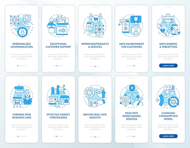 I vantaggi dell'IoT nelle aziende includono lo schermo blu dell'app mobile per l'onboarding
