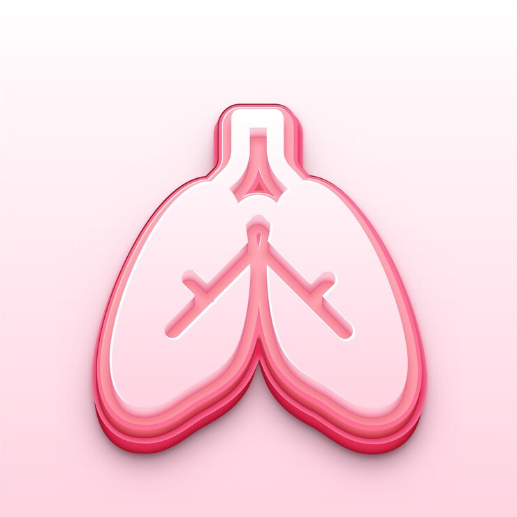 Vettore icona 3d dei polmoni rosa per le applicazioni sanitarie e mediche