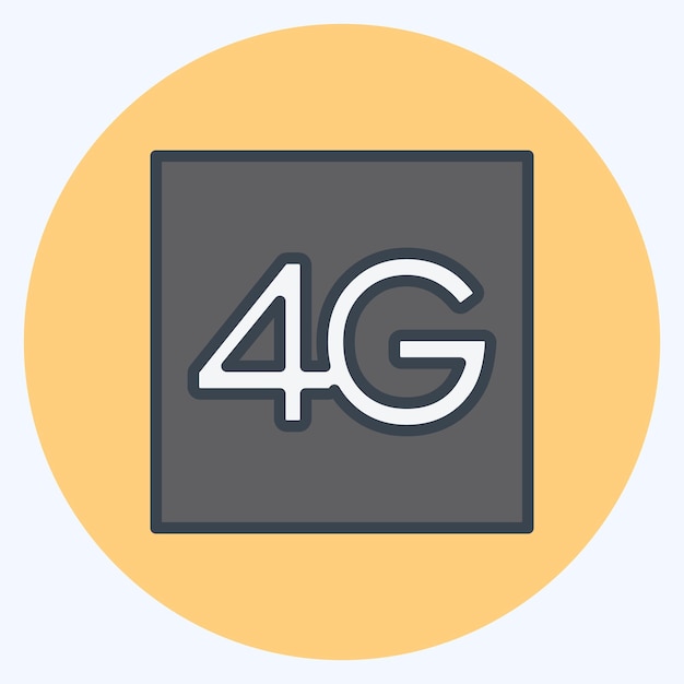 Icona 4G adatta per applicazioni mobili simbolo colore mate stile design modificabile